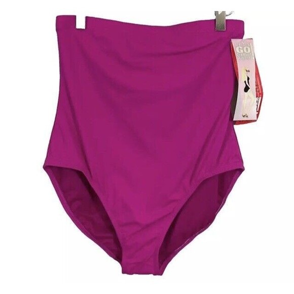 Spanx Core Swimsuit Bottoms Womens 16 Berry Pink High Waisted Go Slimming New - Picture 1 of 12